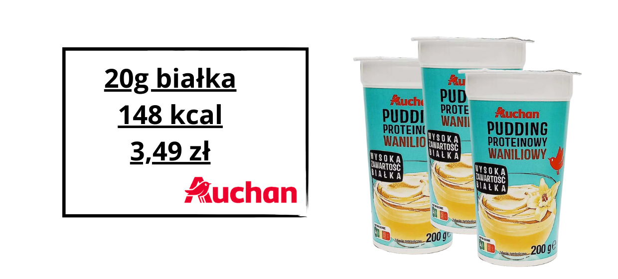 Promocja puddingu proteinowego w Auchan! [20g białka, 148 kcal, 3,49 zł]