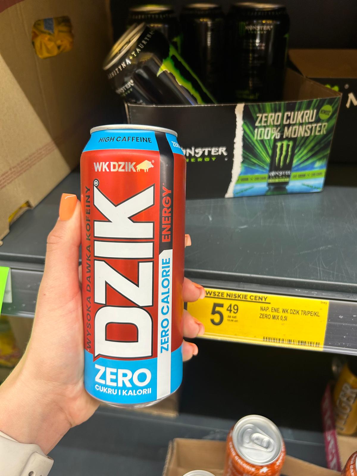 WKDZIK ENERGY ZERO KALORII 500 ML [15kcal, 5,49 zł, biedronka]